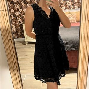 LOFT Black Lace Overlay Dress